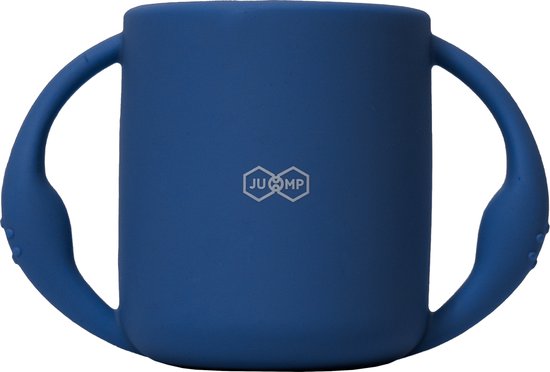 Donkerblauwe oefenbeker met twee handvatten van het merk JU&MP.