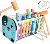 Hammie Hamster - 3 in 1 Houten Speelgoed Xylofoon - Duurzaam - Hamerbank - Activiteiten kubus - Montessori Speelgoed - Cadeautip