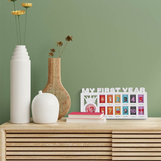 Cadre photo pour Bébé Simple Lifestyle ® - Cadre photo pour Kinder - 12 mois - My First année - My First année - Baby shower - Ma première année - Cadeau de maternité - Cadeau cadeau - Genre neutre