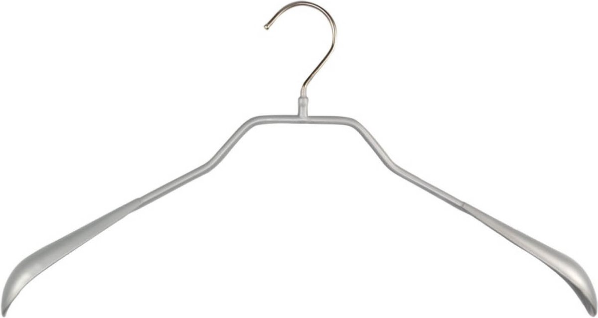 TopHangers [Set van 5] - Stevige metalen kledinghanger / garderobehanger met brede schouderkoppen voorzien van zilveren anti-slip coating | Geschikt voor zelfs de zwaarste jassen | Gecertificeerd als 'Eco friendly' en 'Skin friendly' | 'Mawa 46L'