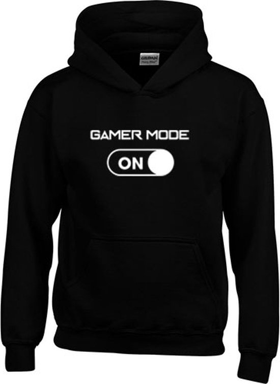 Hoodie - Gamer Mode On - Gaming - Game - Zwart - Unisex - Kind