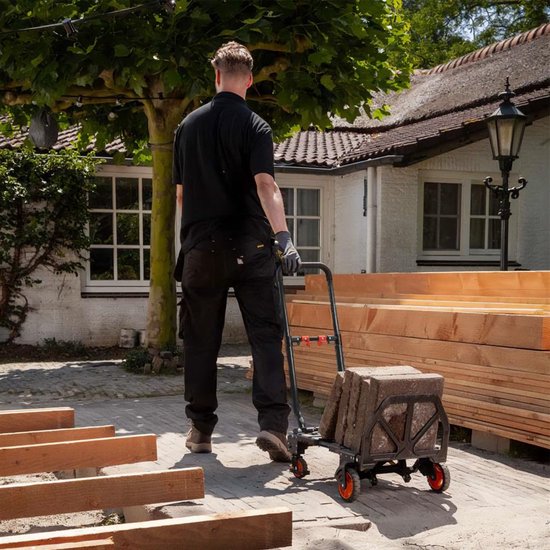 BLACK+DECKER 2-in-1 Steekwagen en Plateauwagen - Steekkar max. 55KG - Platformwagen max. 120KG - Transportwagen Inklapbaar - Transportwagen met Stevige Wielen - Kunststof/ Staal
