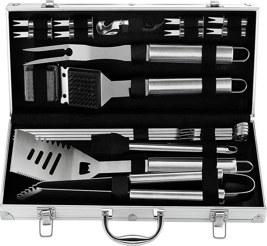 Fieldmann - Grilgerei van roestvrij staal met etui 3 st