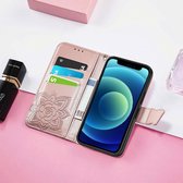 Coque Smartphonica iPhone 12/12 Pro en similicuir avec imprimé papillon - Or Rose / Goud / Book Case