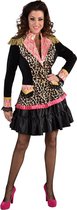Magic By Freddy's - Feesten & Gelegenheden Kostuum - Wilde Luipaard Jas Met Gouden Epauletten Vrouw - Zwart - Medium - Carnavalskleding - Verkleedkleding