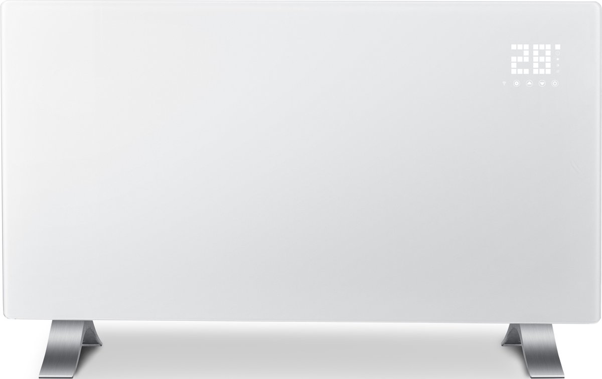 Evolar EVO-GHW1500 Glass Panel Heater 750/1500 Watt - Afstandsbediening - Smart WiFi bediening via app - 2 Standen - Vrijstaand of wandmontage - Convectorkachel - Elektrische kachel - Paneelverwarming - Timer functie - IP 44 spatwaterdicht - Wit