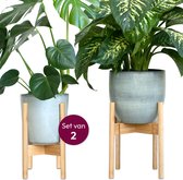 Gadgy à plantes - Set de 2 - Support à plantes extensible pour Pots de fleurs' intérieur Ø 20-30 cm - Table à plantes - Bamboe durable - Solide et robuste