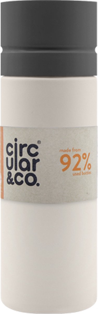 Circular&Co. herbruikbare to go waterfles 21oz/600ml crème/grijs