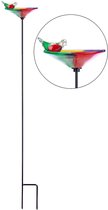 Tuinsteker vogeldrinkbakje glas multi color - 108x18 - handwerk