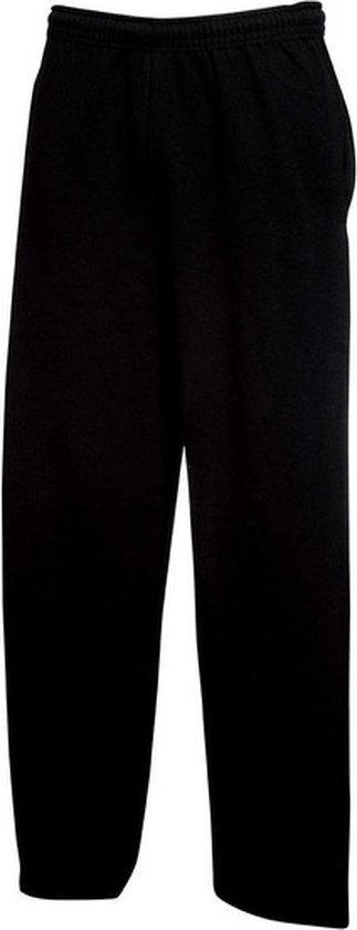 Zwarte, loszittende joggingbroek met elastische tailleband en steekzakken.
