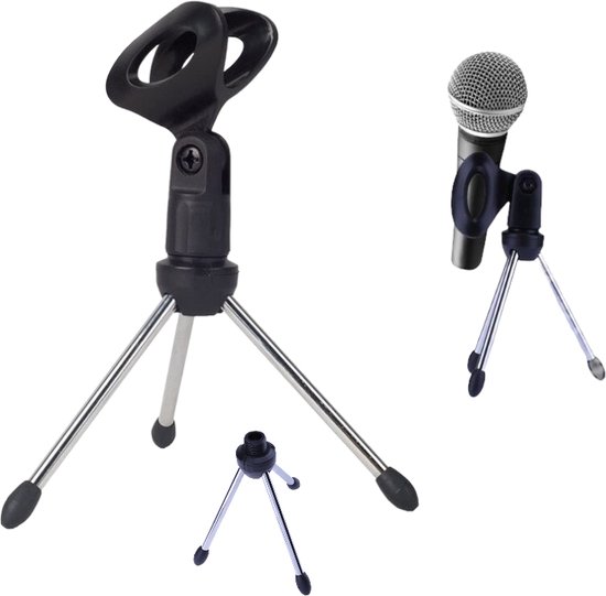 Foto: Microfoon houder flexibele geschikt voor microfoons met een diameter van 32mm microfoon standaard microfoon klem tripod statief tafel stand mic holder kleur zwart