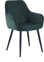 Colenis - Chaise de salle à manger Beverly - Set de 6 - Vert - Velours - Velours - Industriel - Avec accoudoir