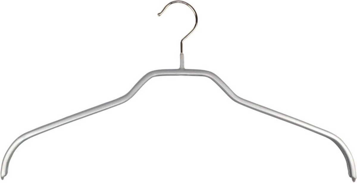 TopHangers [Set van 5] - Praktische metalen kledinghanger | Voorzien van zilveren anti-slip coating | Geschikt voor alle bovenkleding | Gecertificeerd als 'Eco friendly en 'Skin friendly' | 'Mawa 45F'