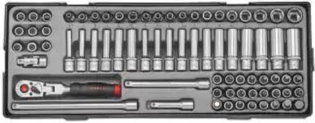 1/4" Doppenset 74 delig-Module-Geen kist