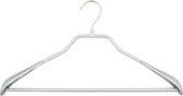 TopHangers [Set van 5] - Stevige metalen kledinghanger inclusief broeklat met brede schouderkoppen en speciale kraaglijn | Voorzien van zilveren anti-slip coating | Geschikt voor voor jassen / colberts / kostuums / broeken | 'Mawa 46LS'