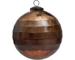 PTMD Kerstbal glas oxide bruin mat en glanzend XL - 15 cm rond - PTMD Xmas Arwen oxidised brown glass ball