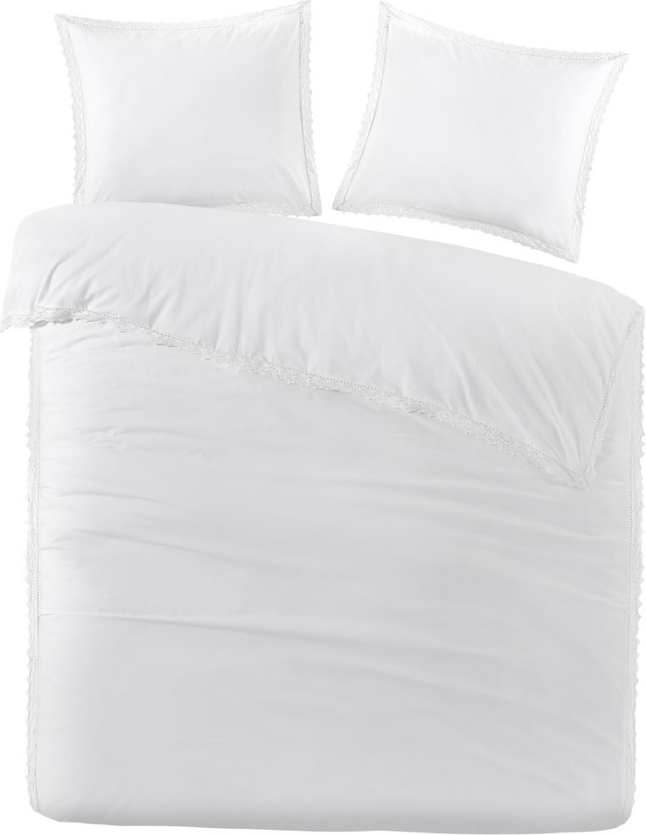 Papillon Dekbedovertrek Karel Broderie Wit - 200x200/220 cm - Hoogwaardige Percale Katoen - Super Zacht