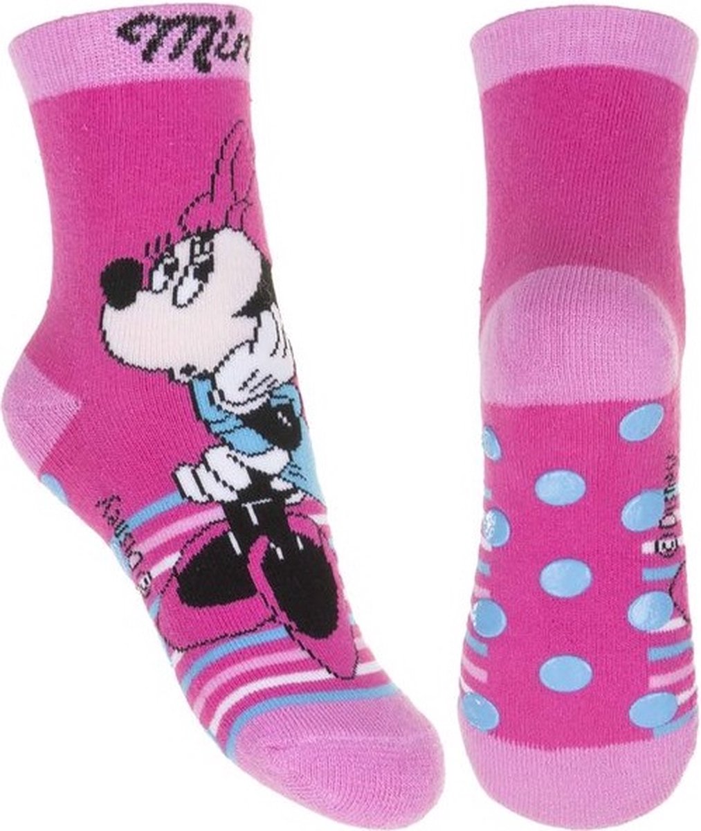 Minnie Mouse - Anti slip Badstof sokken - roze - maat 23-26