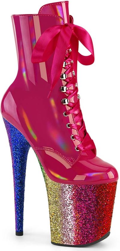 Bottes femmes à plateforme Pleaser, chaussures de pole dance -35 chaussures- FLAMINGO-1020HG US 5 rose/arc-en-ciel