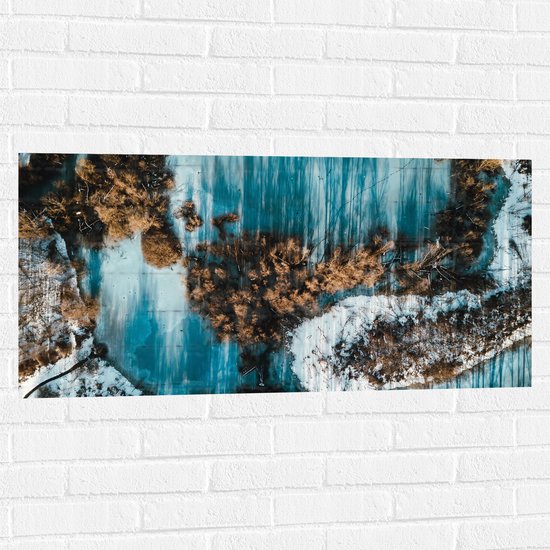 WallClassics - Muursticker - Bevroren Meer - 100x50 cm Foto op Muursticker