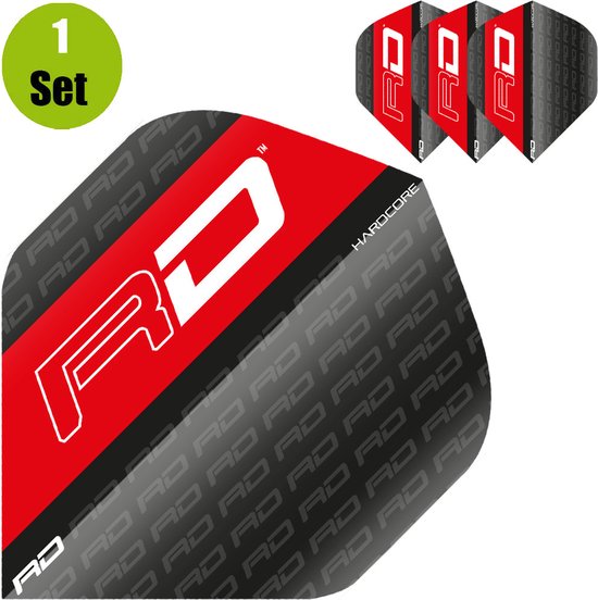 RedDragon Hardcore XT Dartflights - Zwart-Rood van Reddragon — afbeelding 3