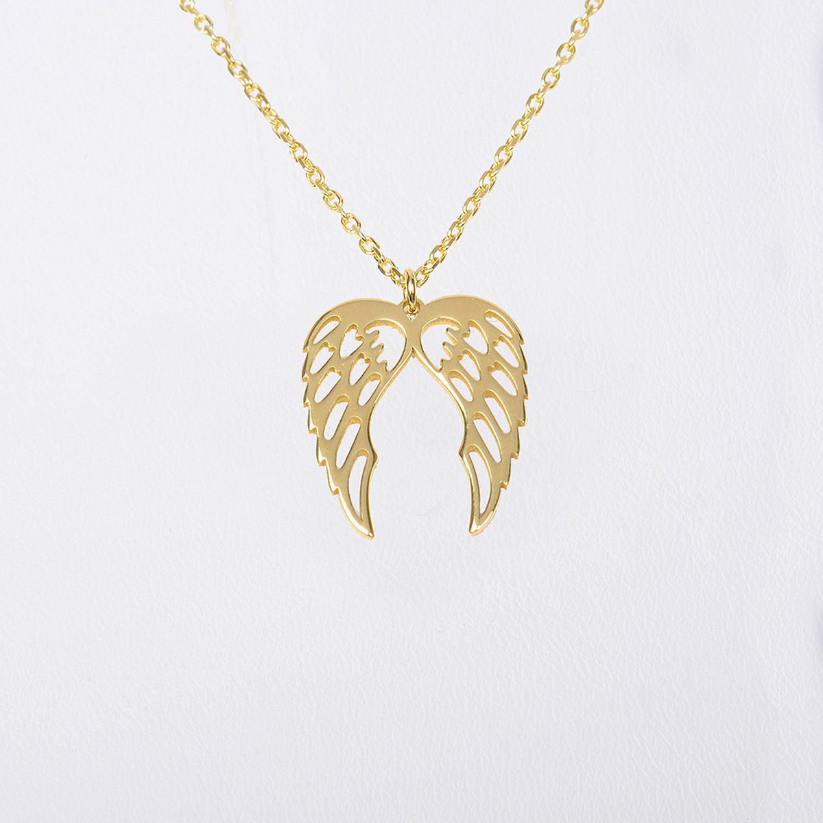 MeYuKu- Sieraden- 14 karaat gouden ketting- Engel vleugels