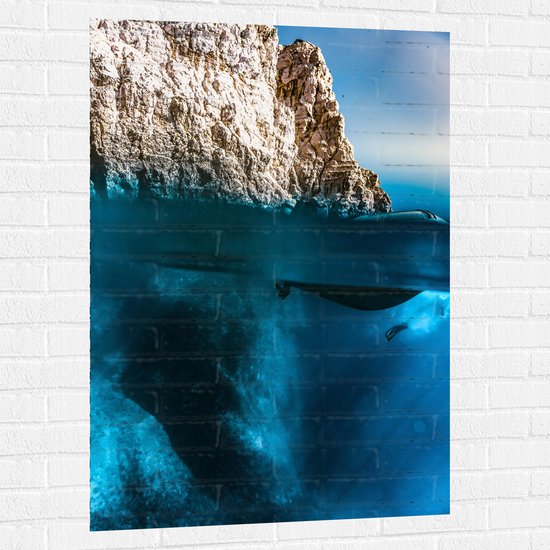 WallClassics - Muursticker - Plongeur sous Water - 80x120 cm Photo sur Muursticker