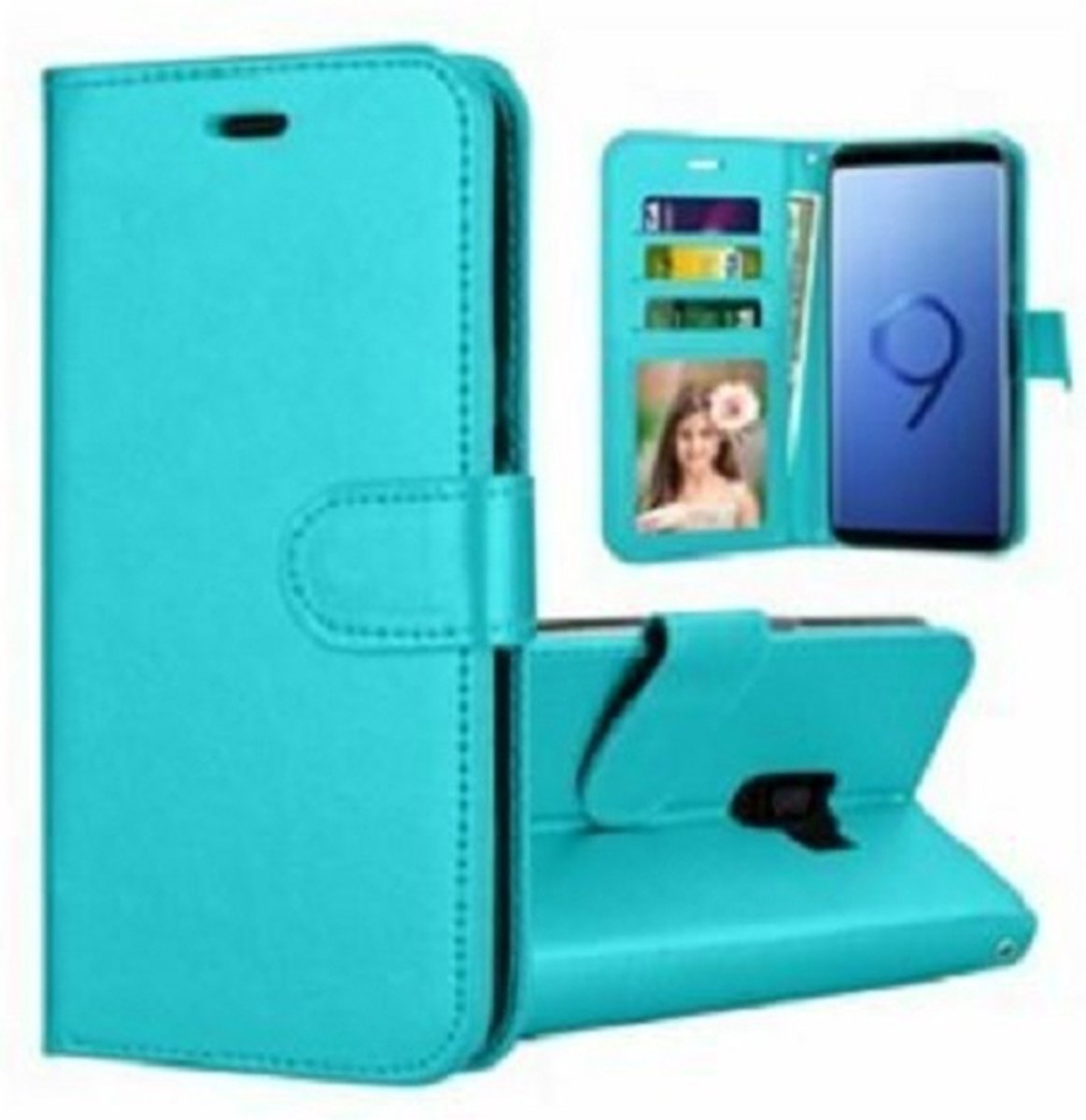 Samsung S9 Plus Hoesje Met Pasjeshouder Bookcase Turquoise