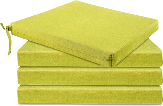 etérea Set van 2 zitkussens met lintjes comfortabel stoelkussens 40x40 cm robuuste zitkussen voor Stoel voor binnen en buiten - Seat Cushion - Zwart