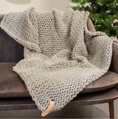 Adorist - Chunky knit deken/ grof gebreid - grijs 80x130 - Merinowol