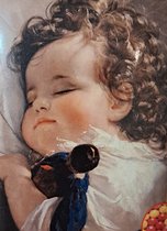 Denza - Diamond painting baby met knuffel40 x 50 cm volledige bedrukking ronde steentjes direct leverbaar slapende baby -