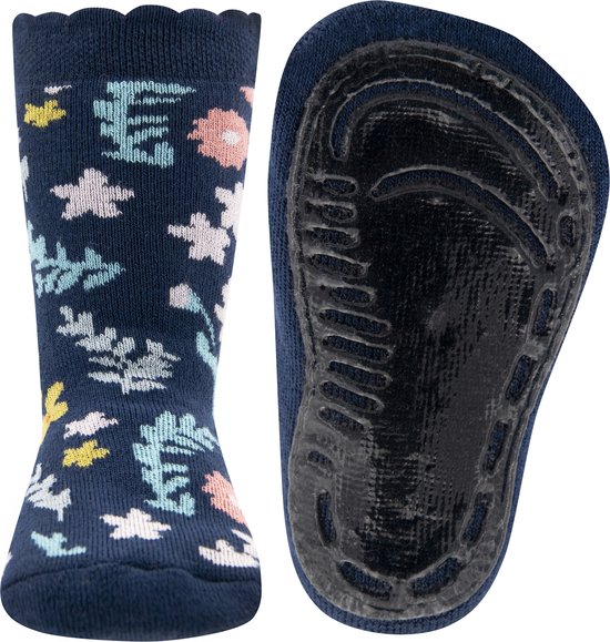 Ewers antislip sokken bloementuintje - blauw