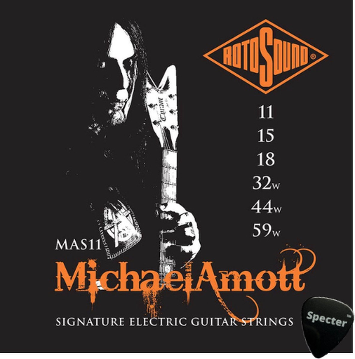 Rotosound Snarenset Elektrische Gitaar Met Specter Plectrum - 011 - 059 Set - Gitaar Snaren - Michael Amott Signature set