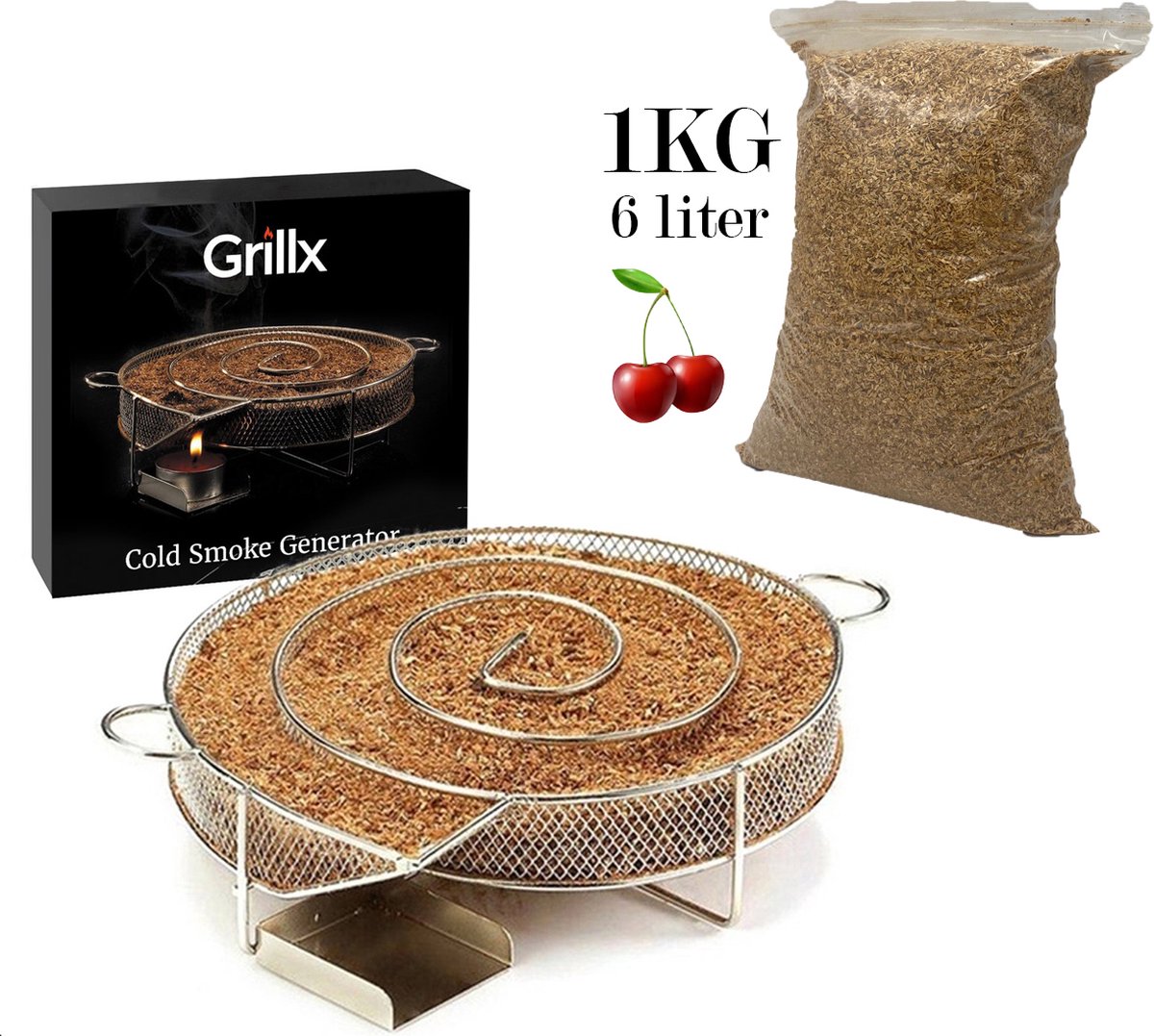 ZITFRI Ronde koude rookgenerator voor professionele rookoven, pellets rookoven, vlees, vis, met reinigingsborstel, grillrooster