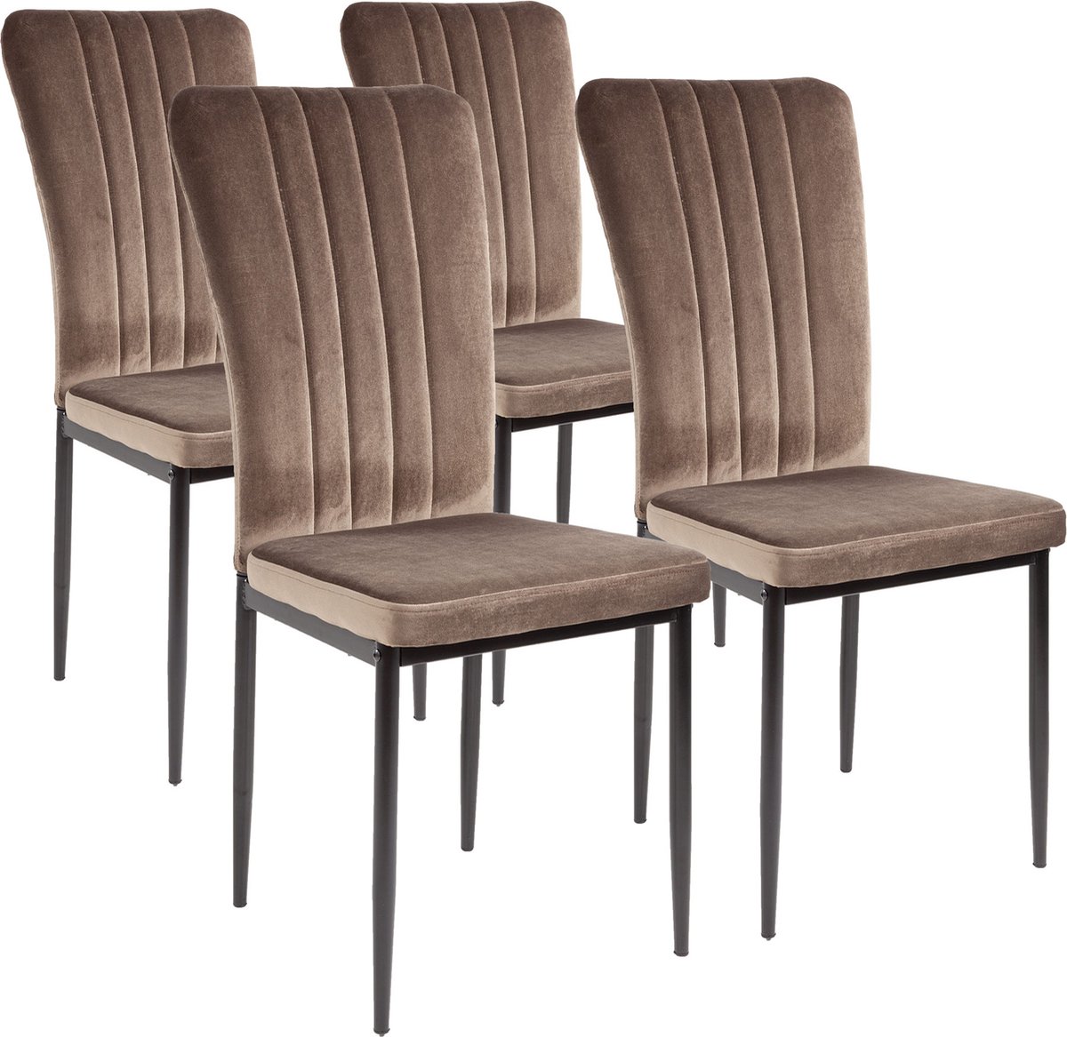 Albatros Modena Eetkamerstoelen met Fluwelen hoes, Set van 4, Bruin - Stijlvol Vintage Design, Fluwelen hoes, SGS-goedgekeurde gestoffeerde stoel - Moderne Keukenstoel, Eetkamerstoel of Eettafelstoel