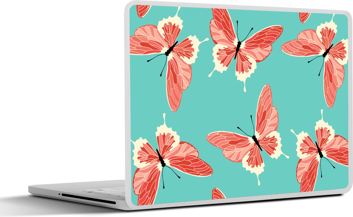 Laptop sticker - 14 inch - Vlinders - Roze - Patroon - 32x5x23x5cm - Laptopstickers - Laptop skin - Cover