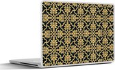 Laptop sticker - 15.6 inch - Bloemen - Zwart - Goud - Patronen - 36x27,5cm - Laptopstickers - Laptop skin - Cover