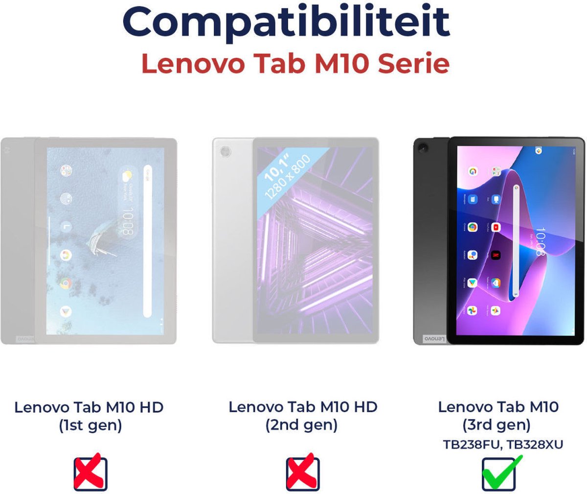 Lenovo Tab M10 Gen 3 (10.1) Hoes Zwart met ingebouwde Screenprotector | Inclusief Handriem en Schouderriem | Extreme bescherming | Ideaal voor zakelijk gebruik