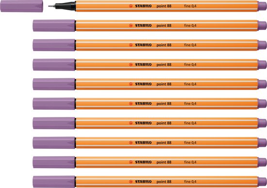 STABILO point 88 - Premium Fineliner - Fine 0,4 mm – Grijs Violet Paars– Doos 10 stuks
