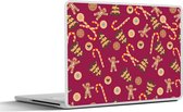Laptop sticker - 10.1 inch - Kerst - Zuurstok - Peperkoek - Patronen - 25x18cm - Laptopstickers - Laptop skin - Cover