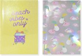 Kangaro schrift - Beach Happy - A4 - lijn - 2 stuks - PP omslag -  K-PM310009