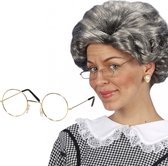 Widmann - Ensemble de costumes de carnaval de grand-mère Sarah perruque et lunettes