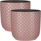 Mica Decorations - Plantenpotten/bloempotten 2x stuks - Keramiek roze - D17/H16 cm
