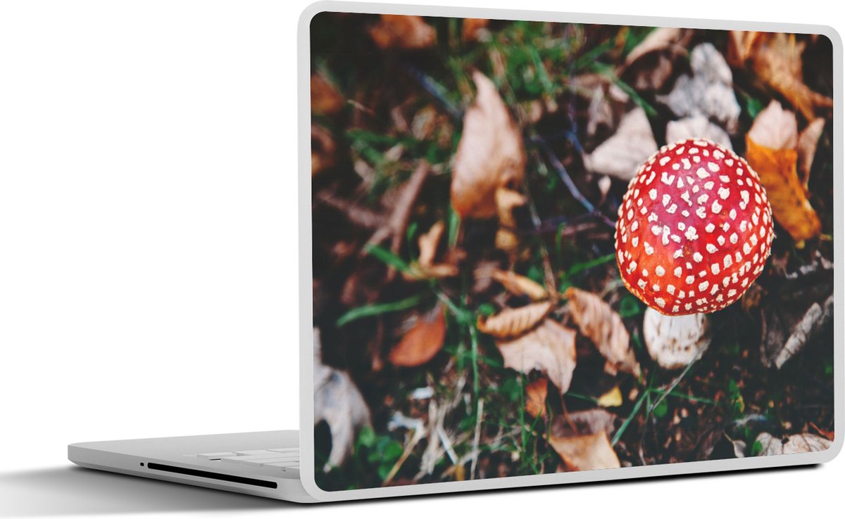 Laptop sticker - 10.1 inch - Herfst - Paddenstoel - Bladeren - Natuur - 25x18cm - Laptopstickers - Laptop skin - Cover