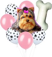 8-delige honden ballonnen decoratie set Yorkshire Terrier - hond - ba;;on - yorkshire - honden poot - decoratie