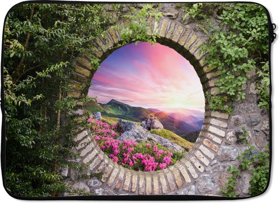 Housse ordinateur portable 13 pouces - Paysage - Fleurs - Transparent - Berg - Housse ordinateur portable - Dimensions intérieures 32x22,5 cm - Dos noir