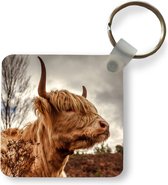 Sleutelhanger - Uitdeelcadeautjes - Schotse Hooglander - Struik - Heide - Plastic