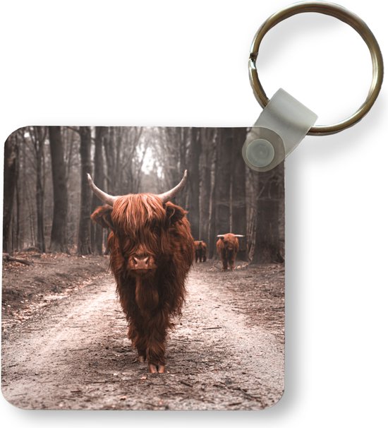 Porte-clés - Animaux - Highlander écossais - Forêt - Plastique