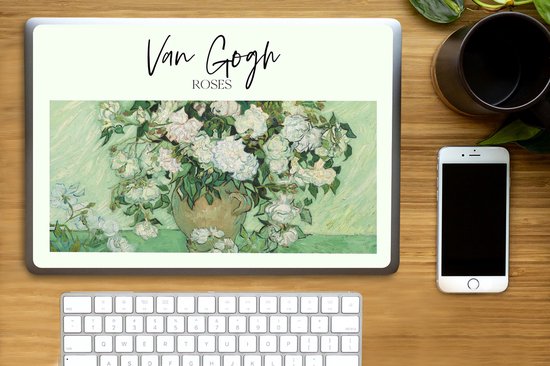 Laptop sticker - 15.6 inch - Schilderij - Van Gogh - Roses - 36x27,5cm - Laptopstickers - Laptop skin - Cover