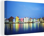 Canvas Schilderij Skyline - Willemstad - Curaçao - 120x80 cm - Wanddecoratie